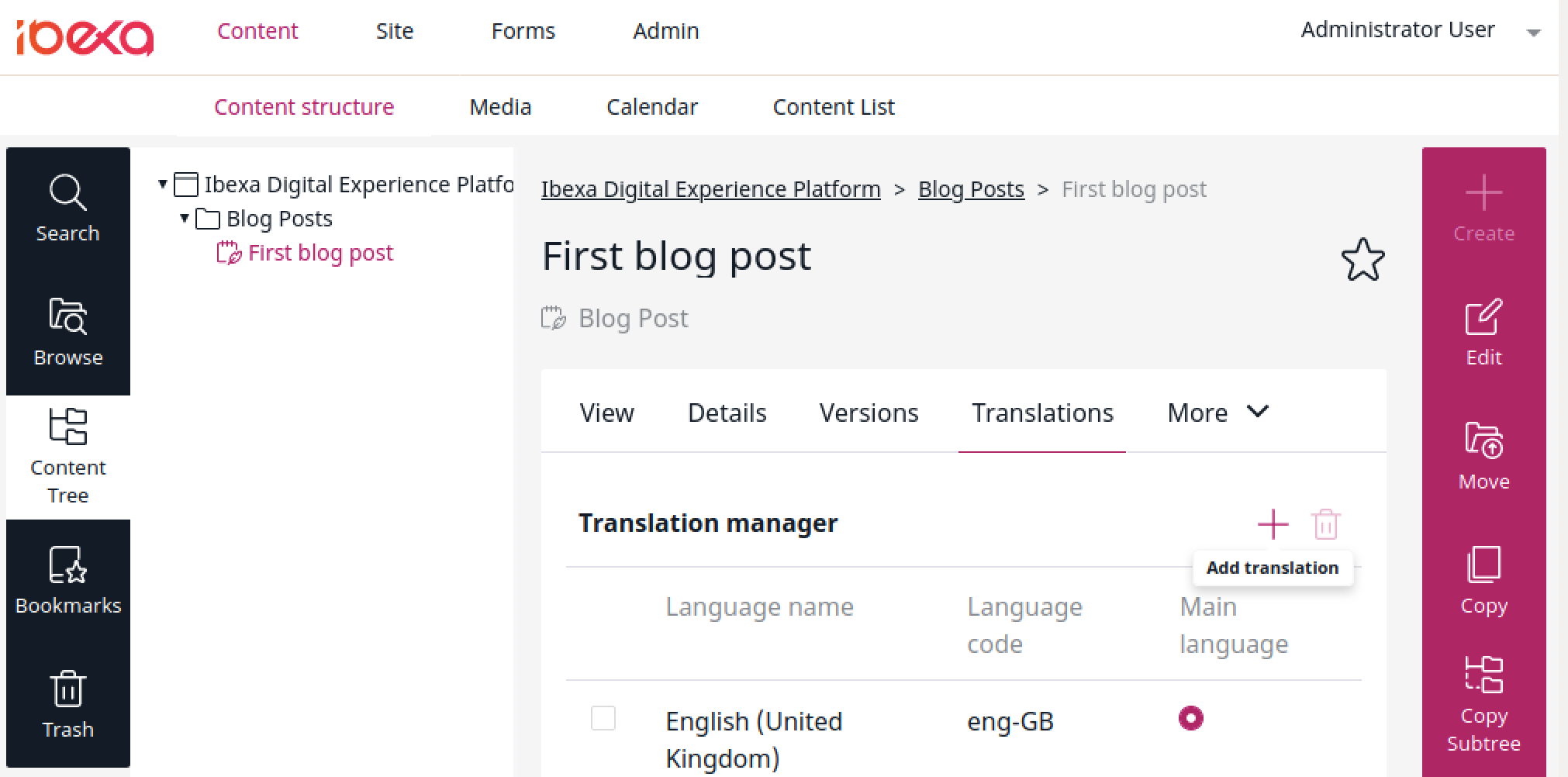 Adding a translation