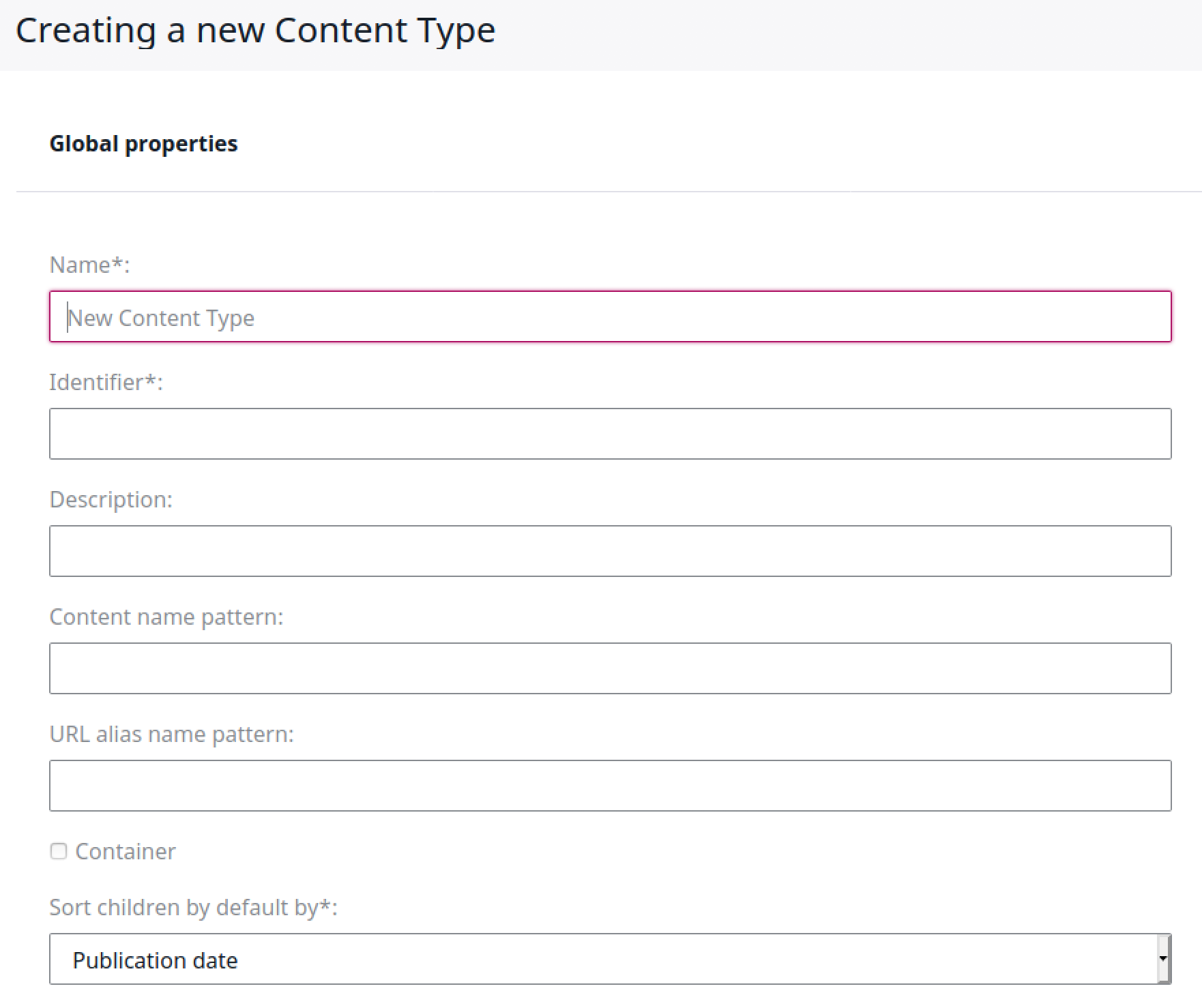 Creating a new Content Type