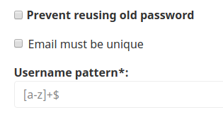Setting a User name pattern