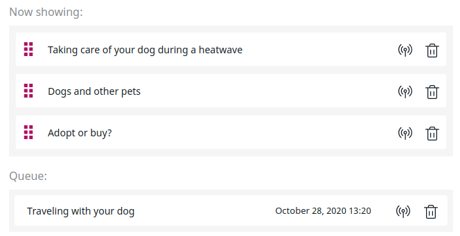 Content Scheduler with scheduled content
