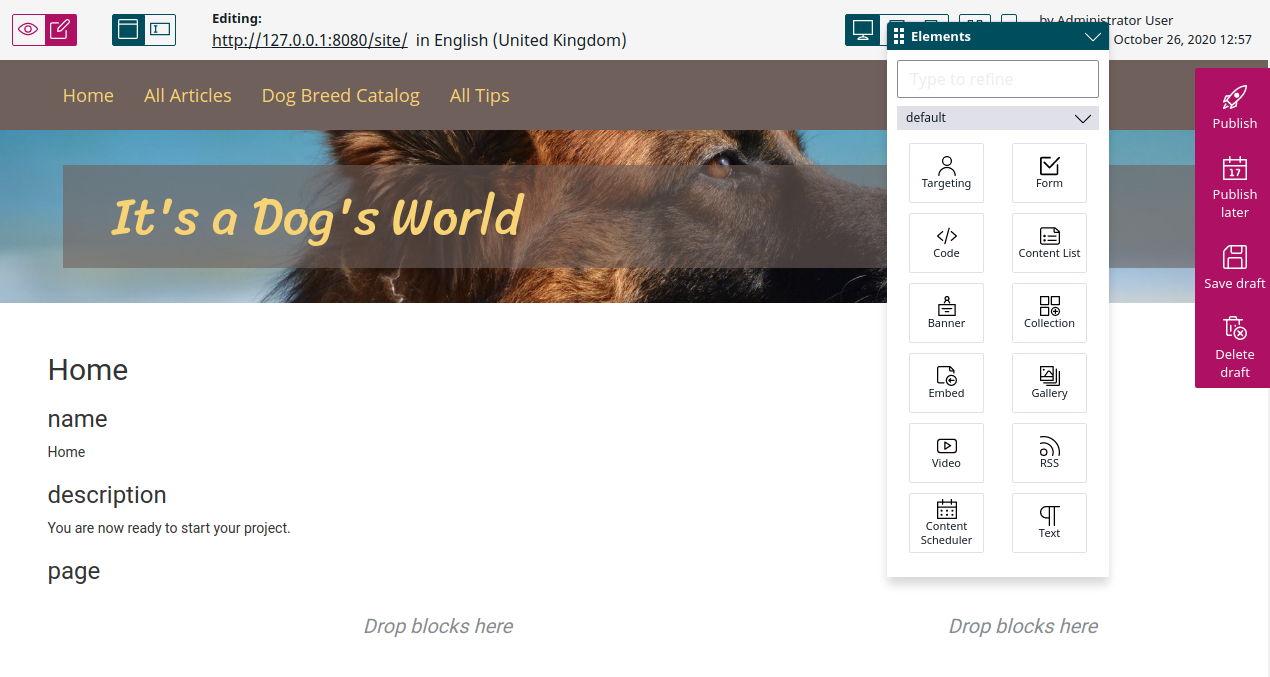 Empty page with new layout