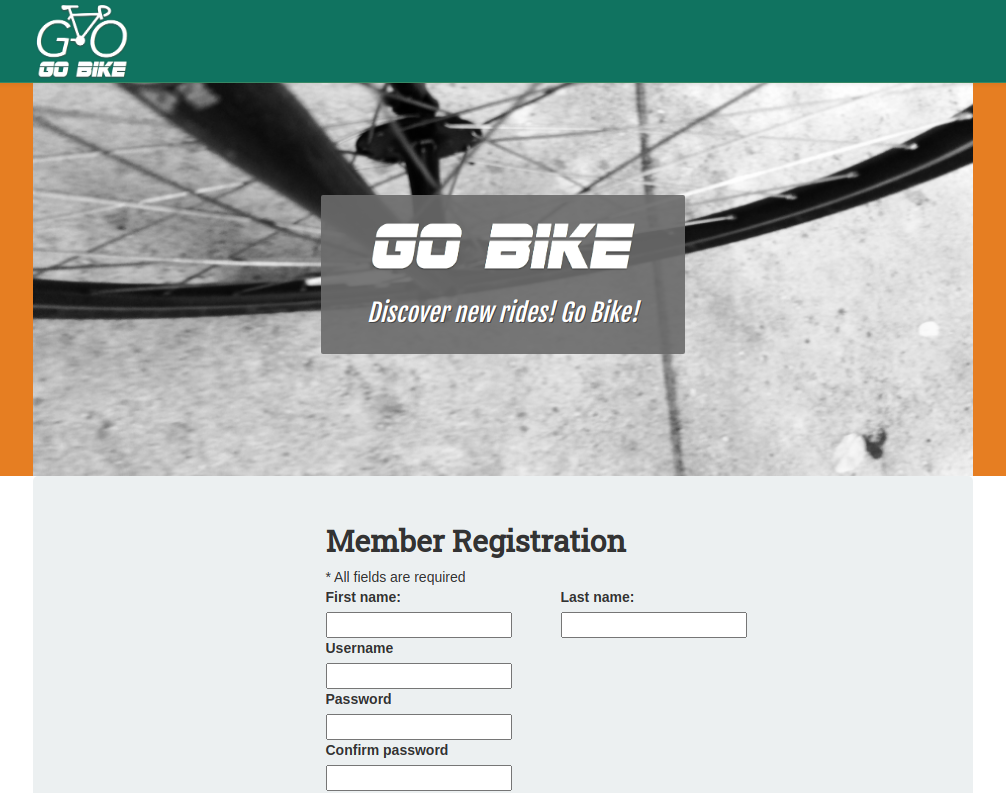 Complete Register page with the layout